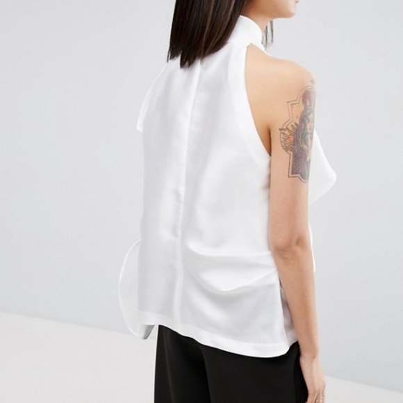 ASOS WHITE Sleeveless Top With Frill - Picture 2 of 6
